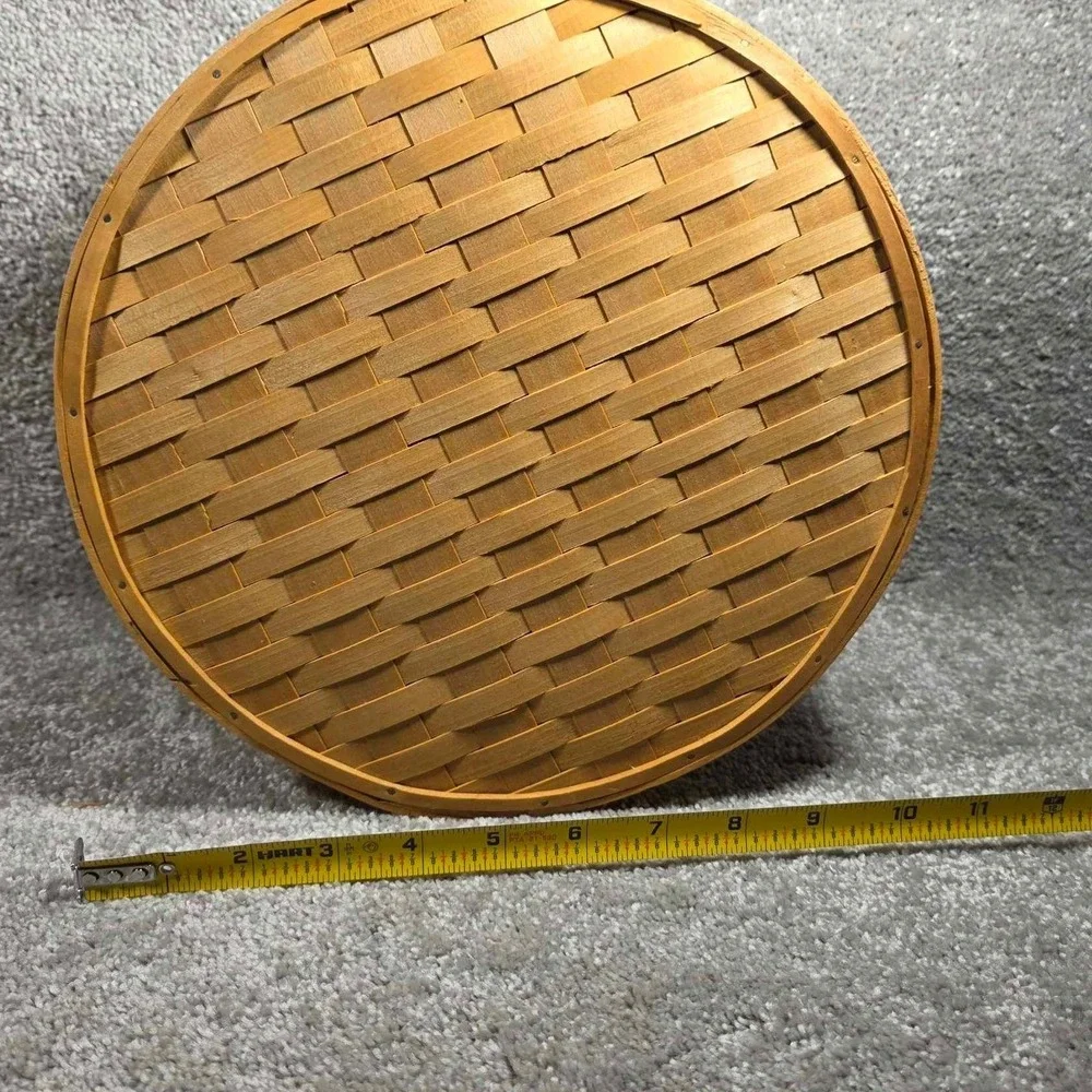 Woven Splint Baskets Natural Wood‎ Round Nesting Lidded Set of 2